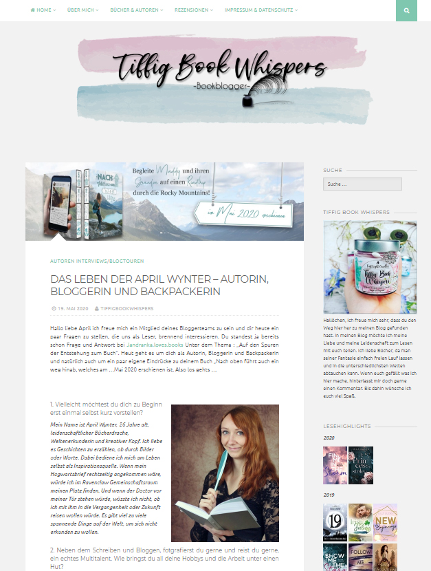 Interview mit April Wynter zu Nach oben führt auch ein Weg hinab auf dem Blog Tiffig Book Whispers