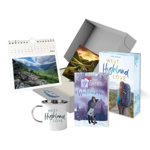 Buchbox West Highland Love mit Novelle Kalender Tasse Charakterkarte und mehr