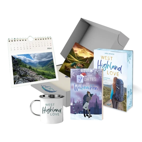 Buchbox West Highland Love mit Novelle Kalender Tasse Charakterkarte und mehr