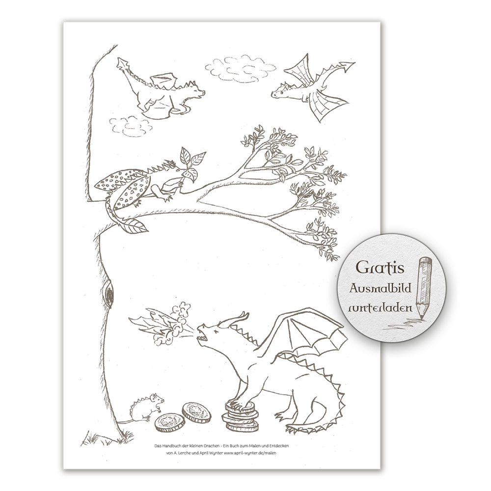 Gratis Ausmalbild zum Drachenmalbuch runterladen